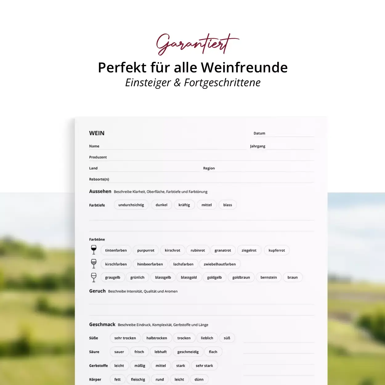 Seltene Weine - Notizblock »Wine Tasting« - Weinverkostung (DIN A5) - Produkt 6