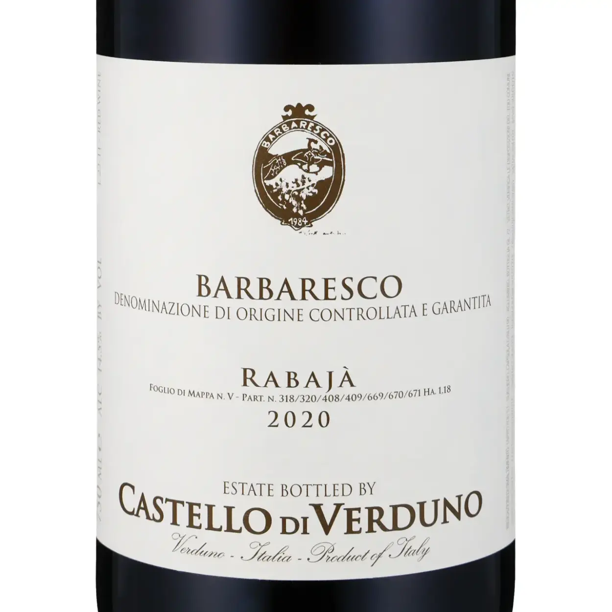 Castello di Verduno Barbaresco Rabaja 2020 - Rotwein - Etikett