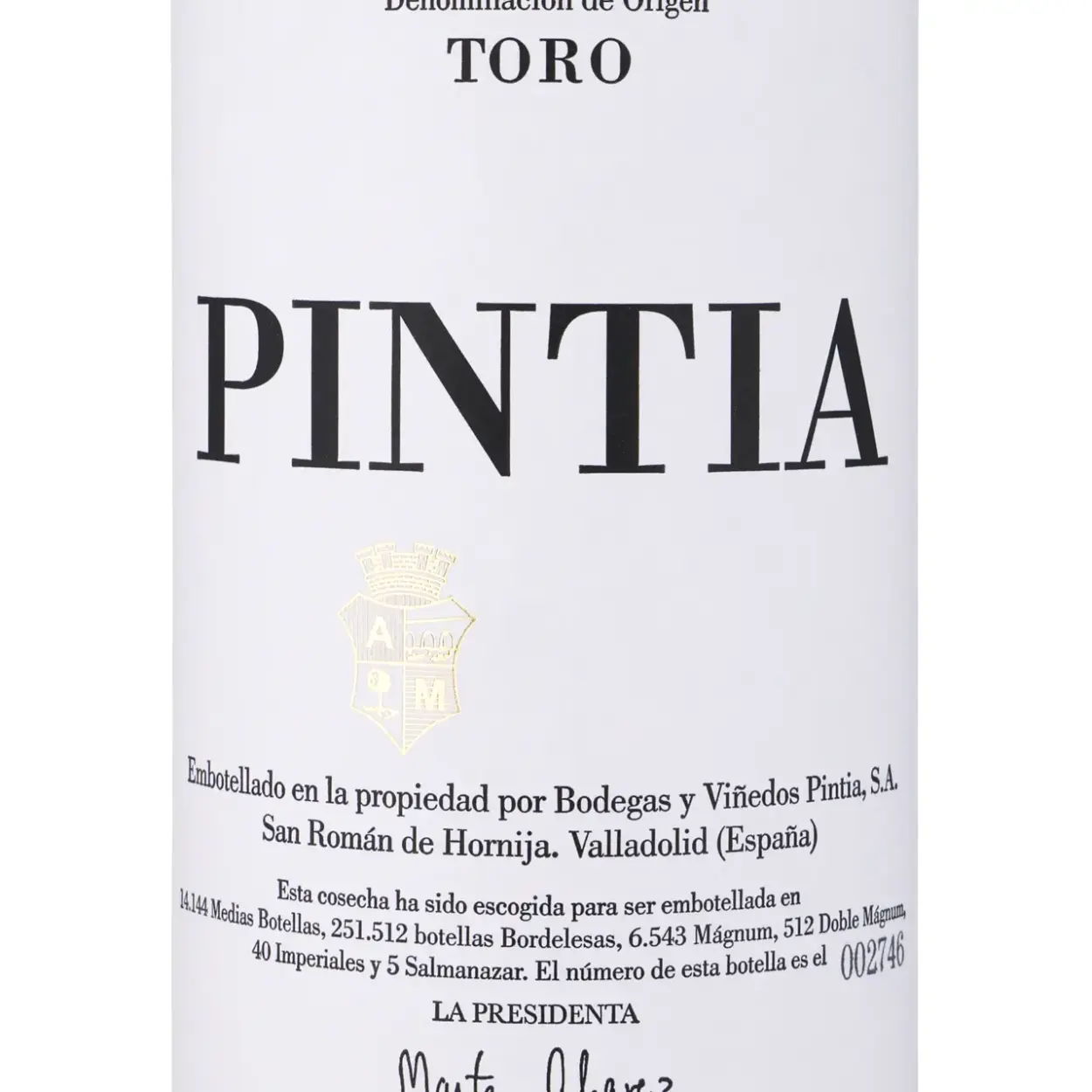 Bodegas Vega Sicilia Pintia Toro - Rotwein - Etikett