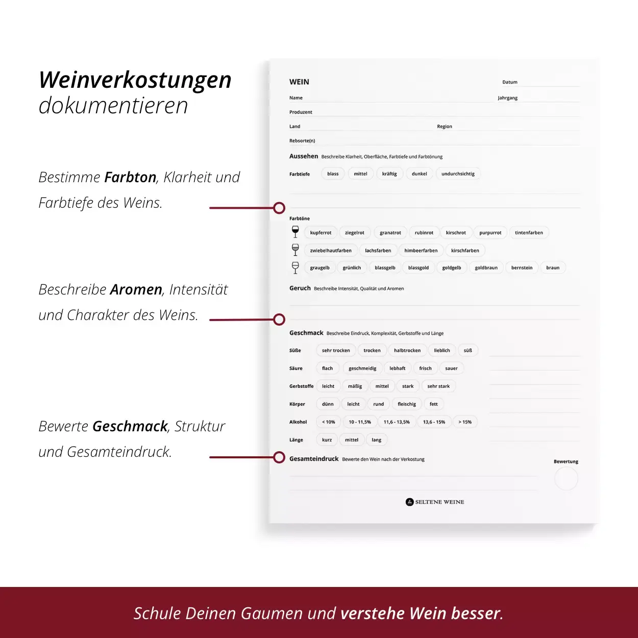 Seltene Weine - Wine Tasting - Notizblock für Weinverkostungen 3