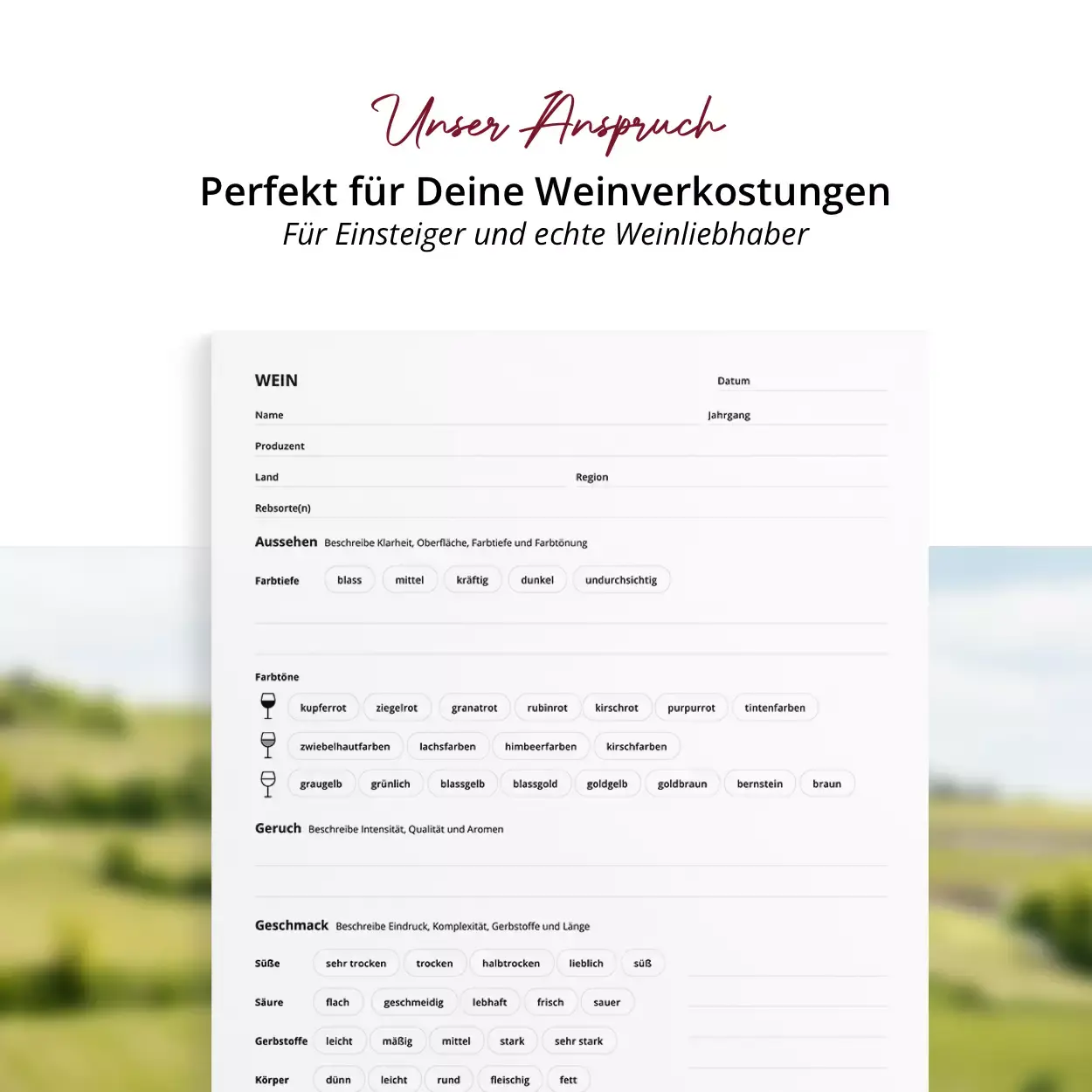 Seltene Weine - Wine Tasting - Notizblock für Weinverkostungen 6
